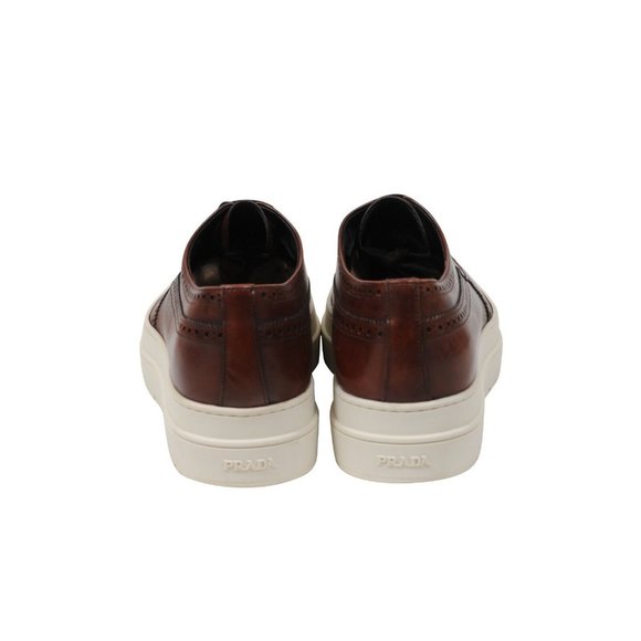 Prada Mens Oxford Wingtip Platform Derby US 10.5 UK 9.5 Brown Leather Brogue main image 7